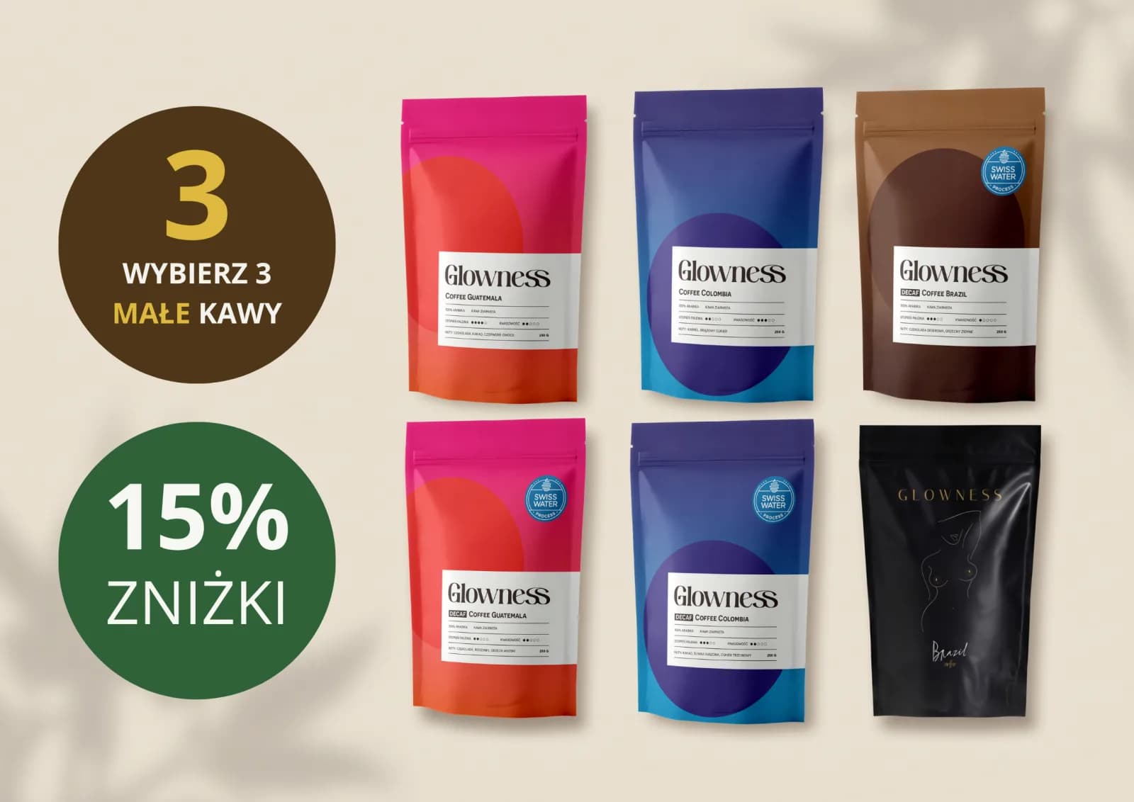 Zestaw testowy - 3 małe kawy (250 g, wybierz smaki)