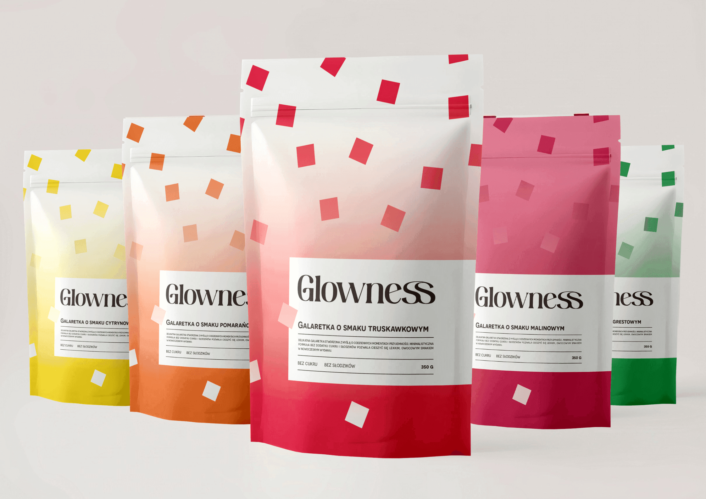 Zestaw galaretek 5 x 350g (agrest, cytryna, pomarańcza, truskawka, mailna)